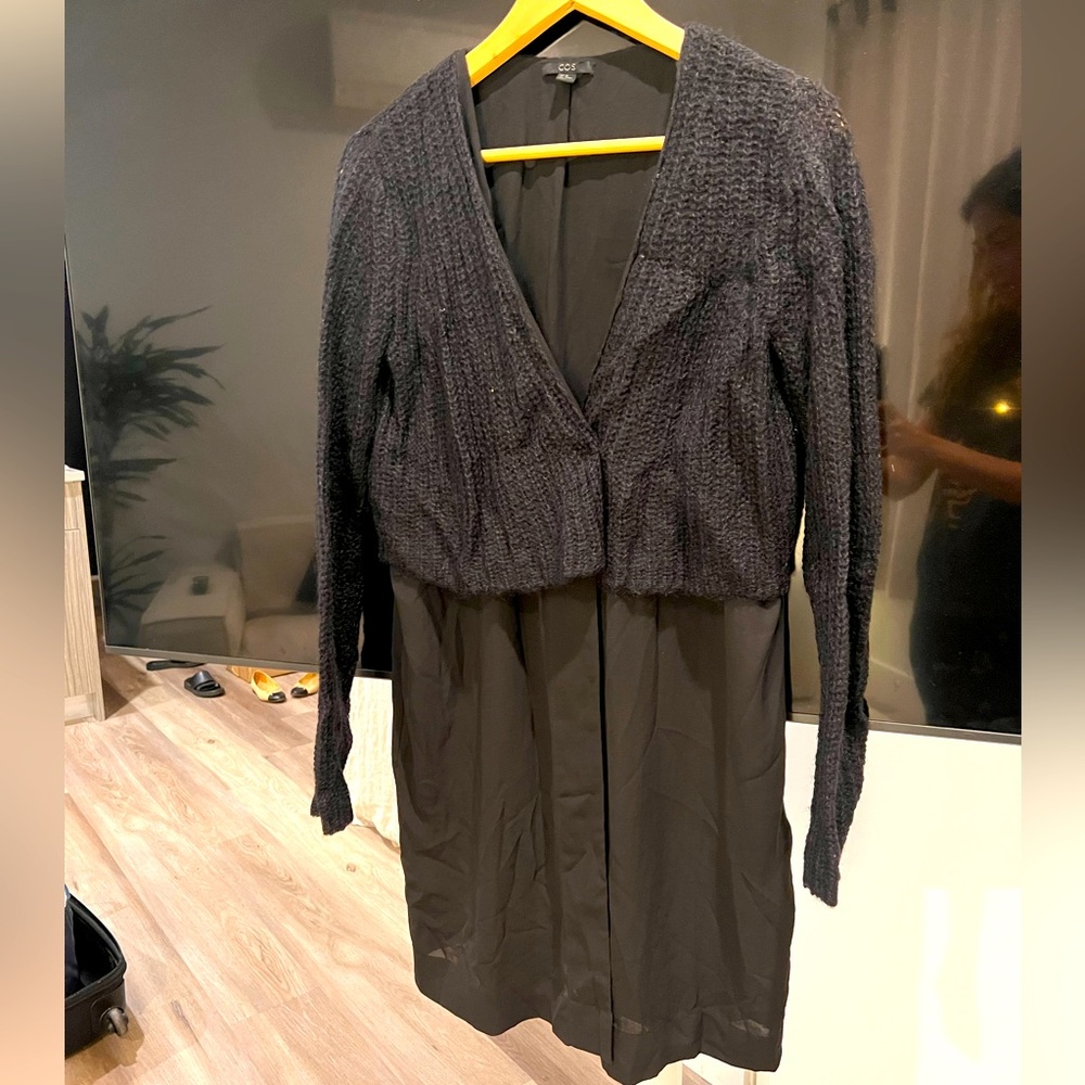COS long black cardigan